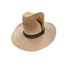 Vintage VTG Stetson Stampede Cowboy Hat Size 6 7/8 Tan Western Cowboy Feather